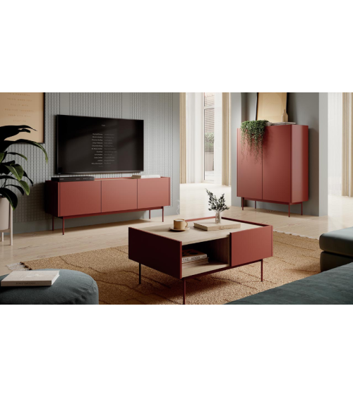 Ensemble meuble TV Couleur Céramique Rouge